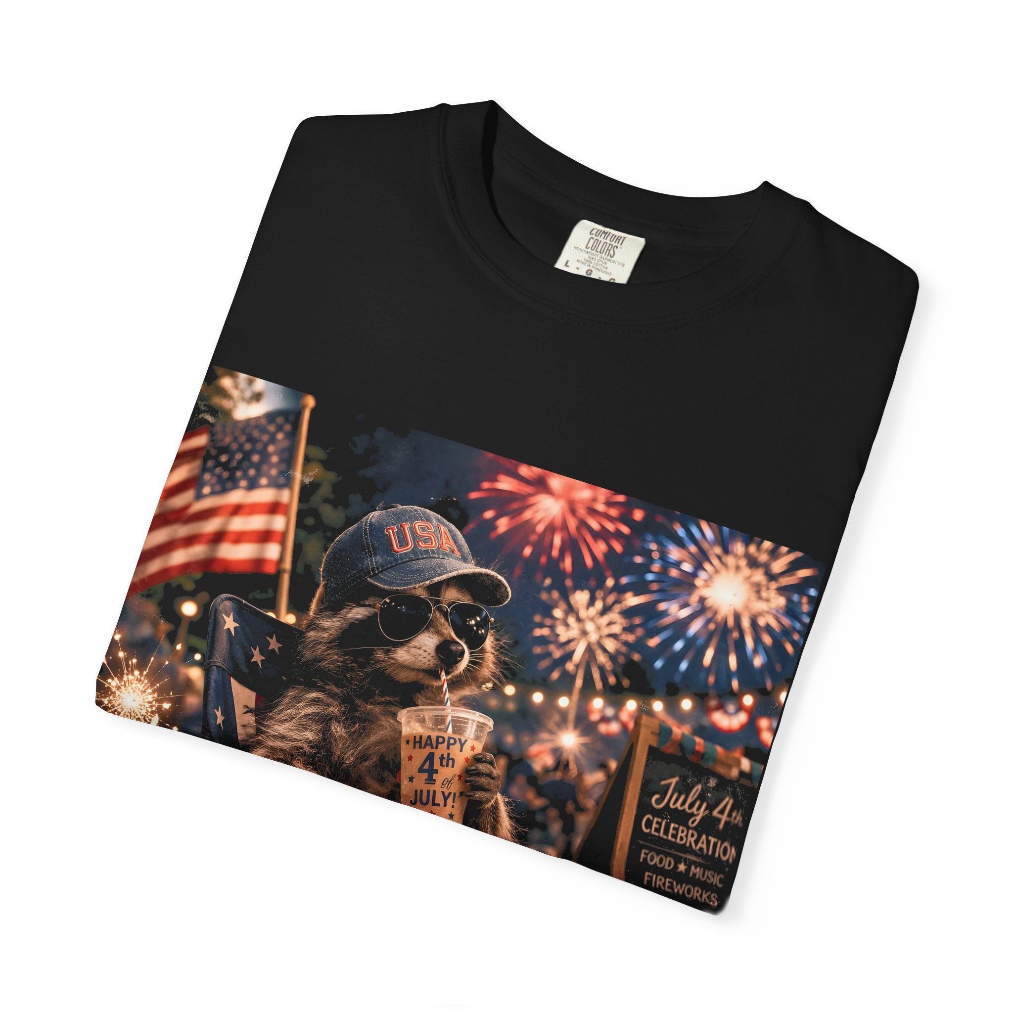 Patriotic Raccoon Red, White and Feral tshirt
