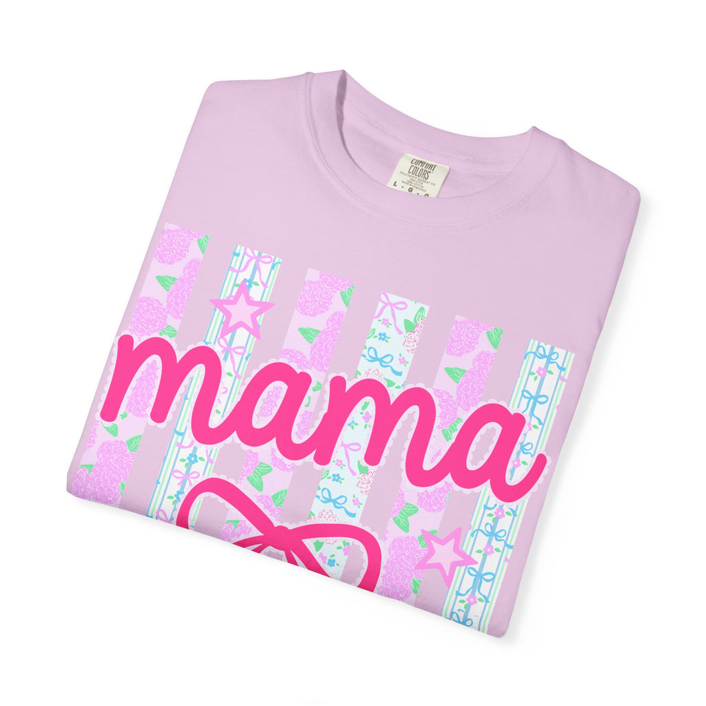 Mama Bow T-Shirt — Pastel Stripes & Ribbon Mother’s Day Tee