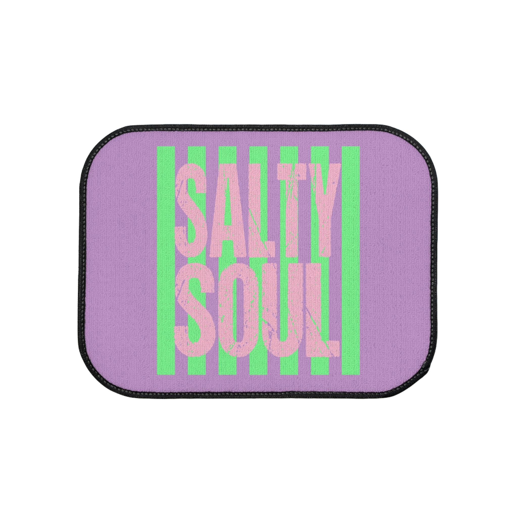 Salty Soul car floor mat | purple green striped graphic