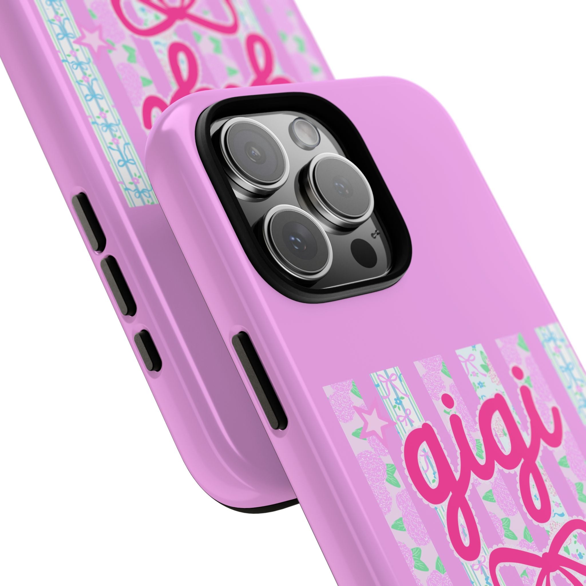 Gigi Pink Floral Bow Tough Phone Case