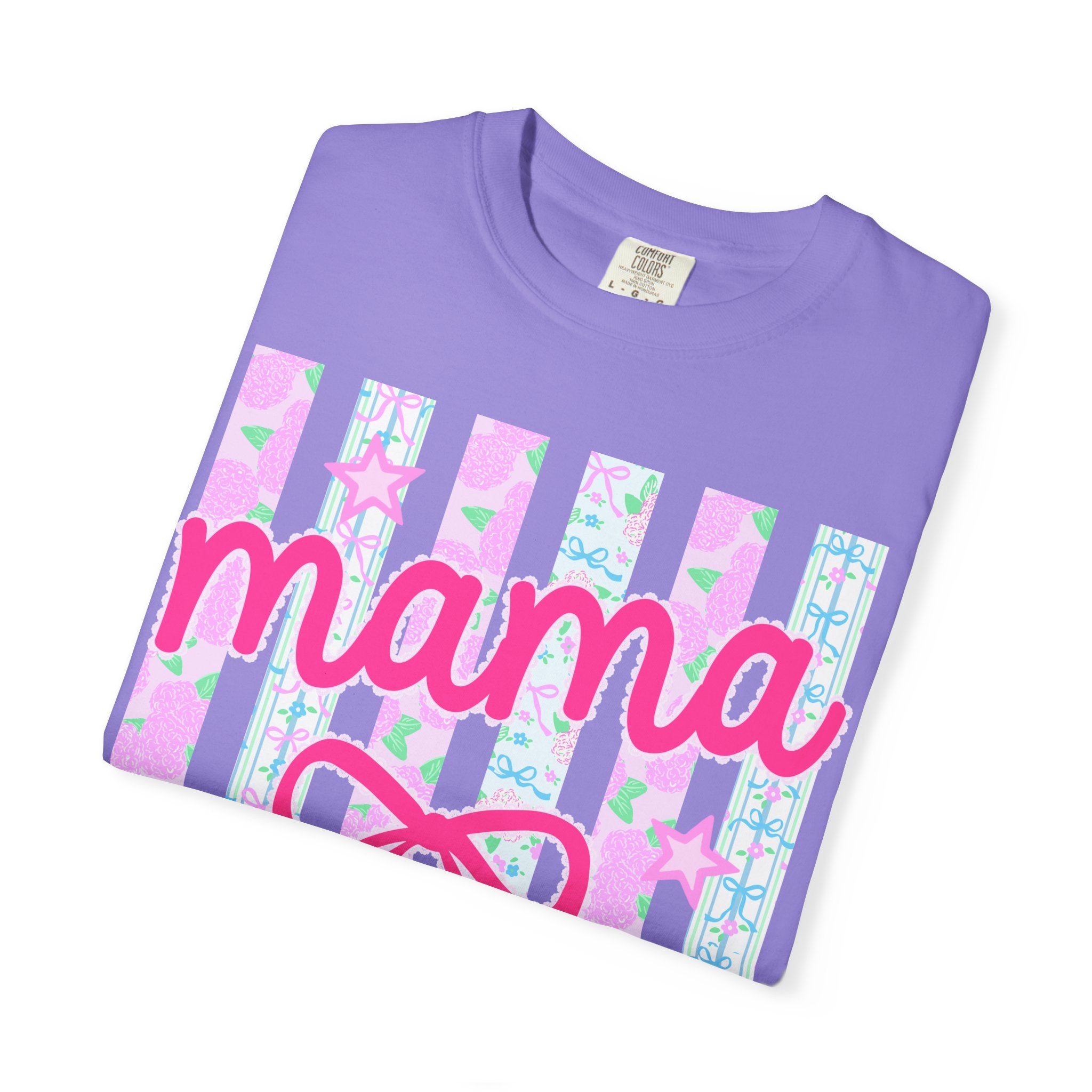 Mama Bow T-Shirt — Pastel Stripes & Ribbon Mother’s Day Tee