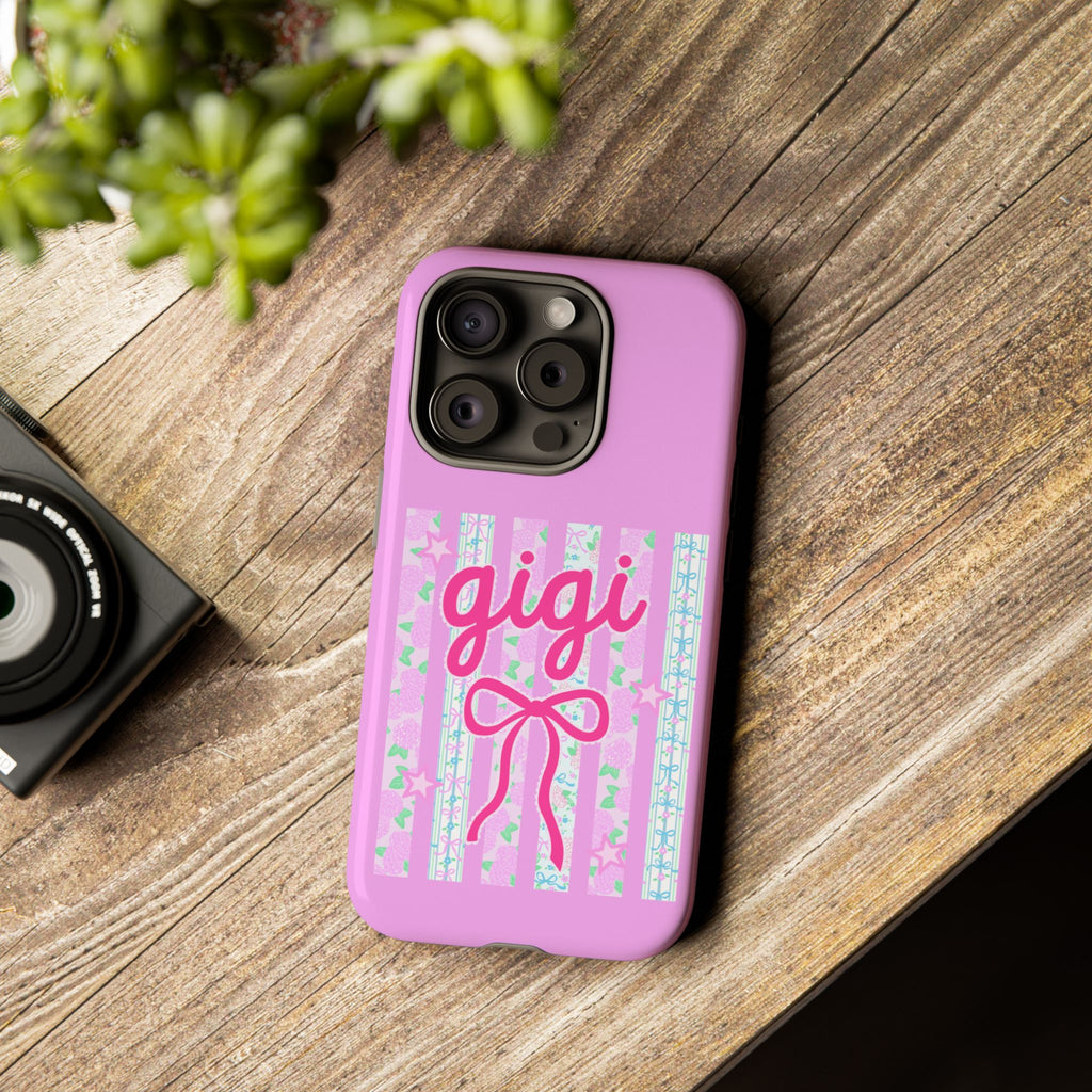 Gigi Pink Floral Bow Tough Phone Case
