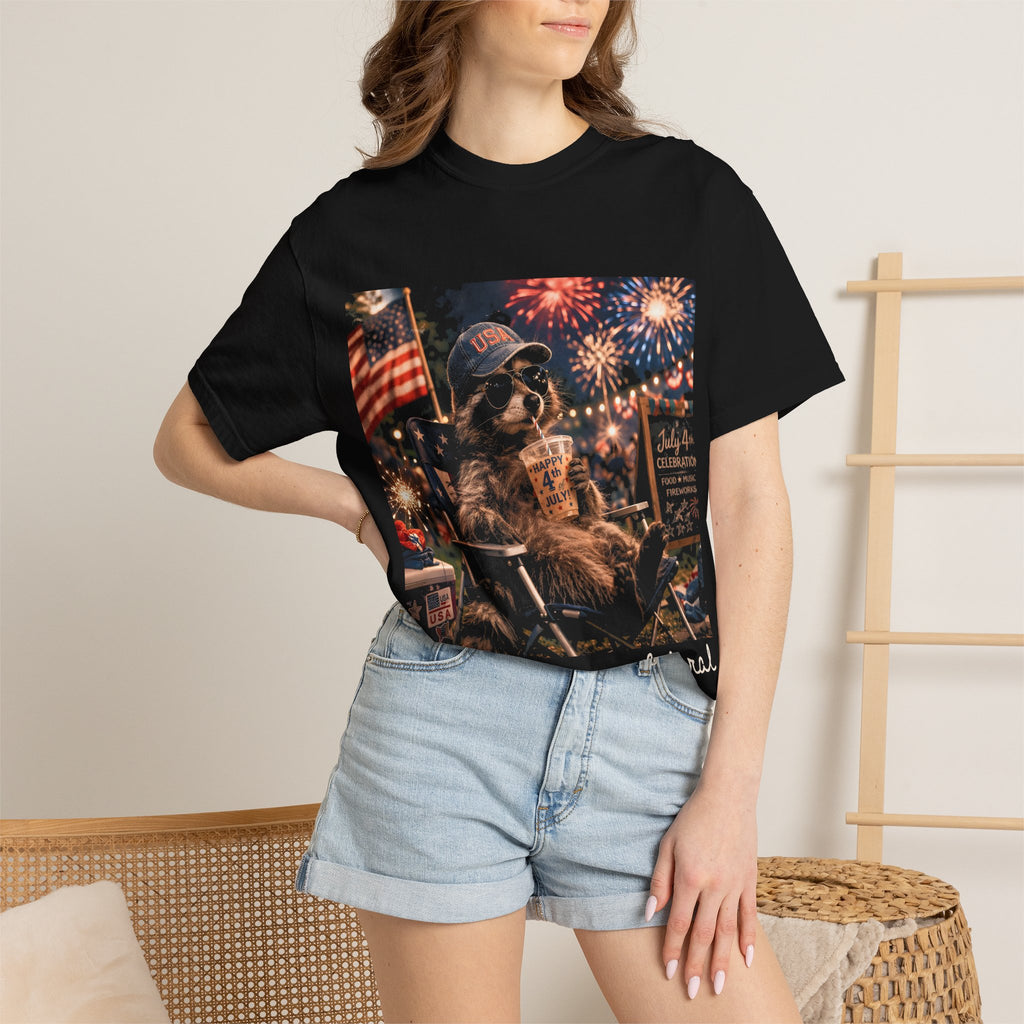 Patriotic Raccoon Red, White and Feral tshirt