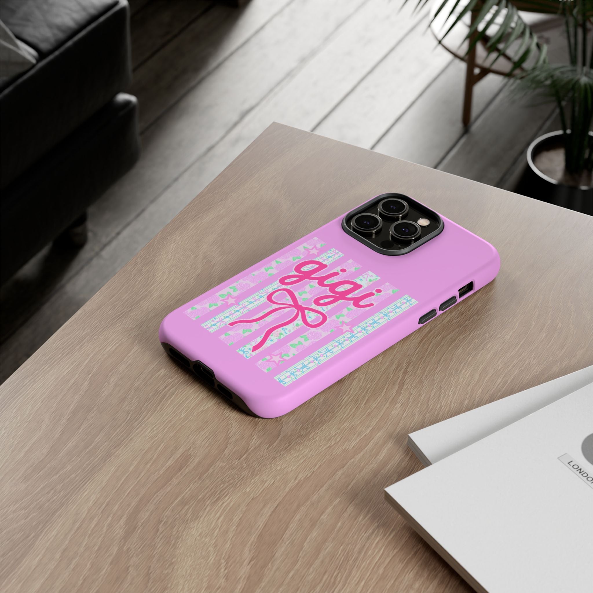 Gigi Pink Floral Bow Tough Phone Case
