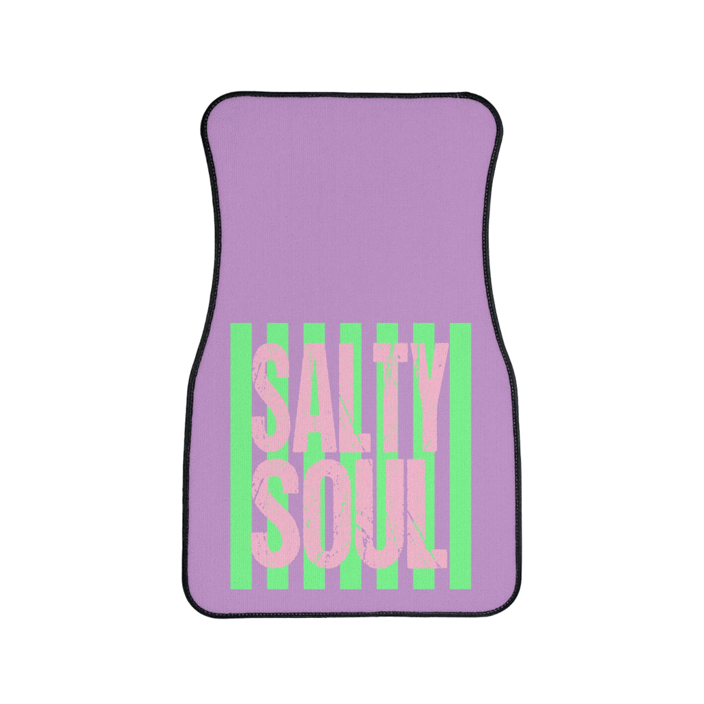 Salty Soul car floor mat | purple green striped graphic