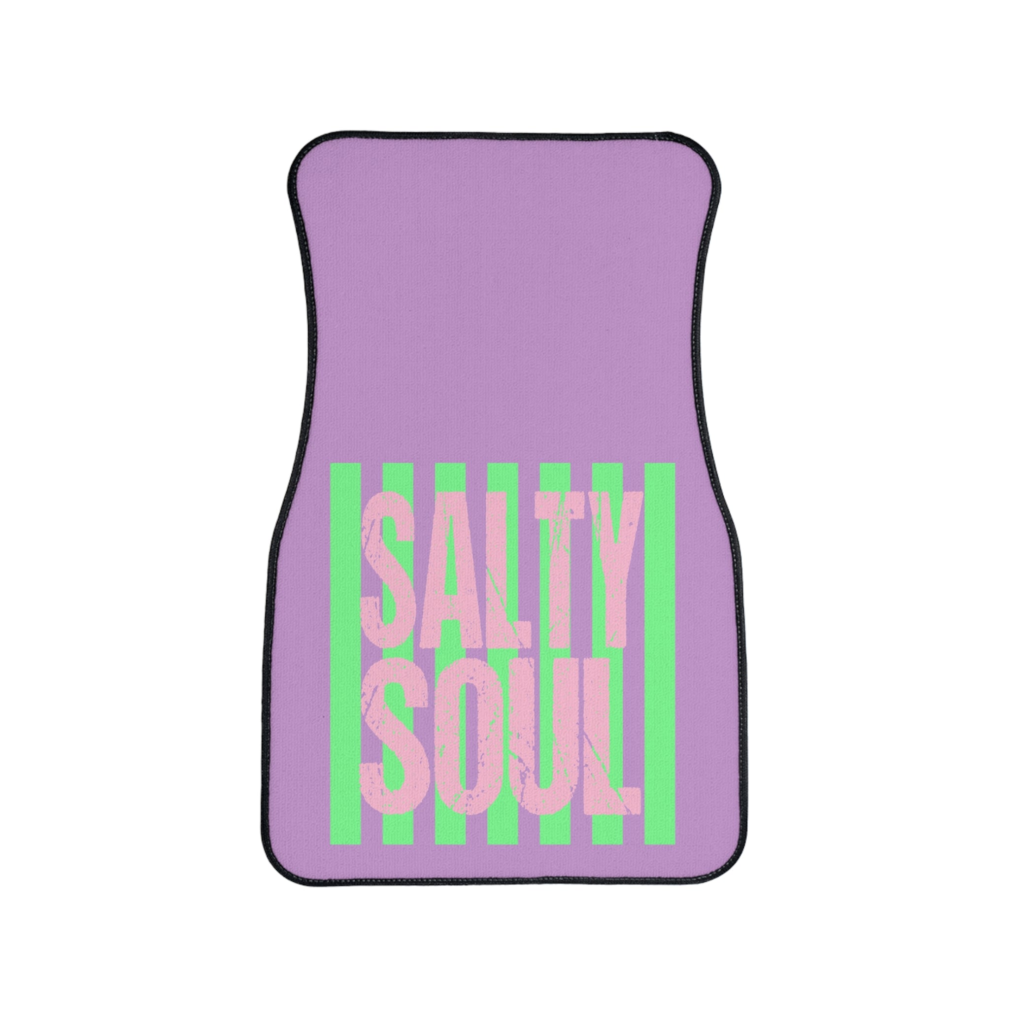 Salty Soul car floor mat | purple green striped graphic