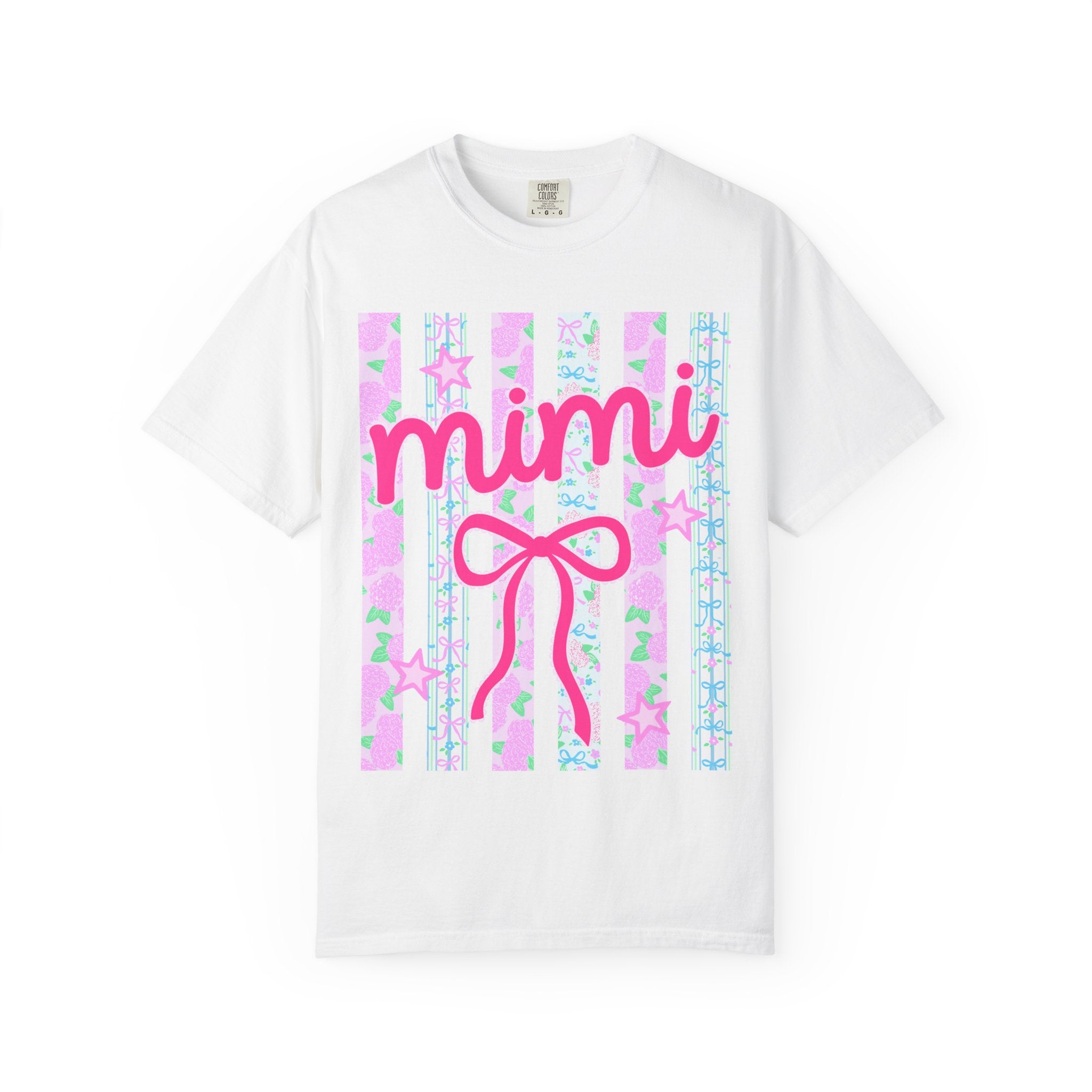 Mimi Pink Bow T-Shirt — Cute Pastel Stars & Stripes Graphic Tee