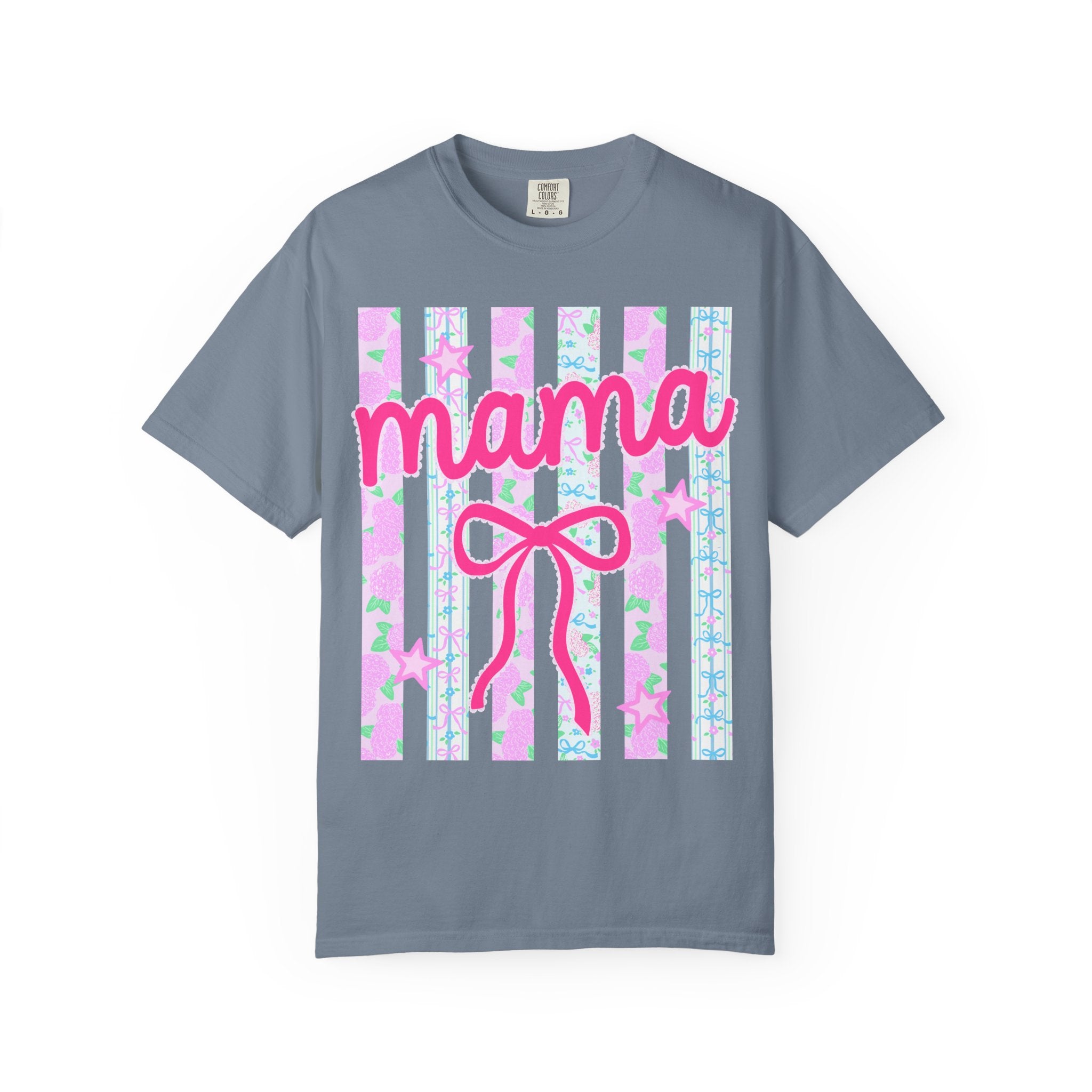 Mama Bow T-Shirt — Pastel Stripes & Ribbon Mother’s Day Tee