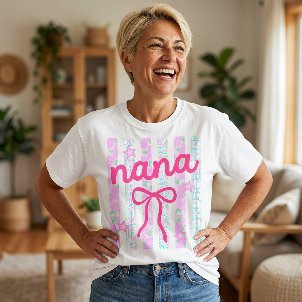 Nana Pink Ribbon Stripes T‑Shirt