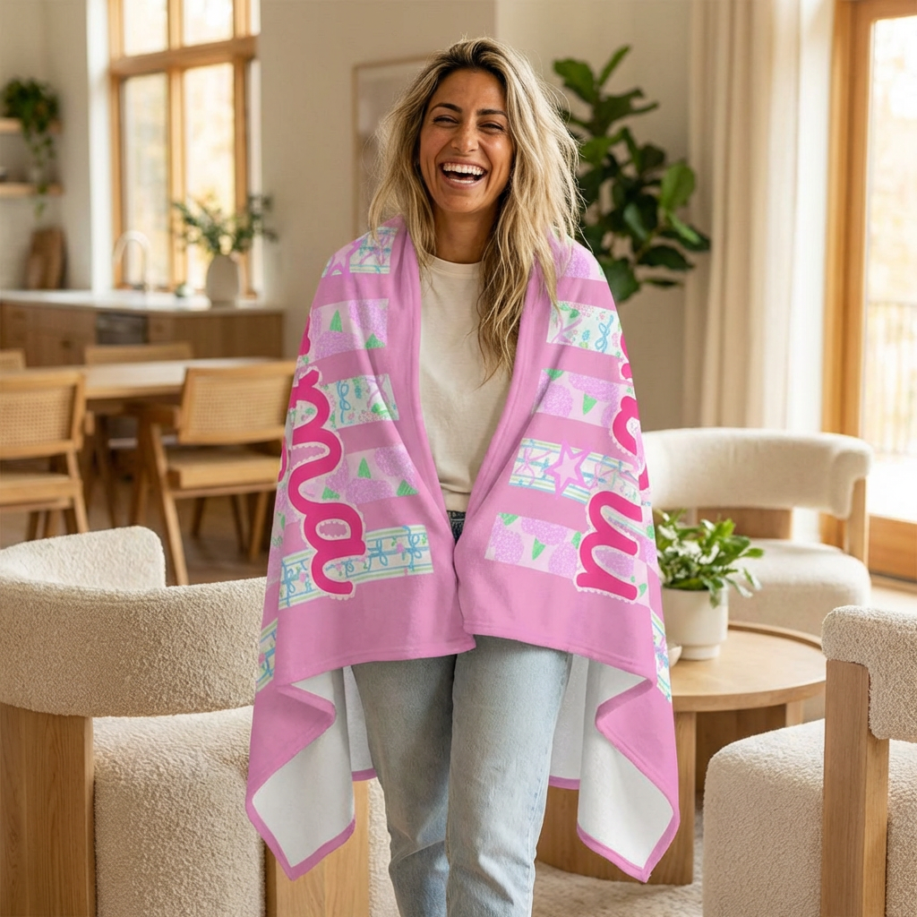 Mama with bow blanket