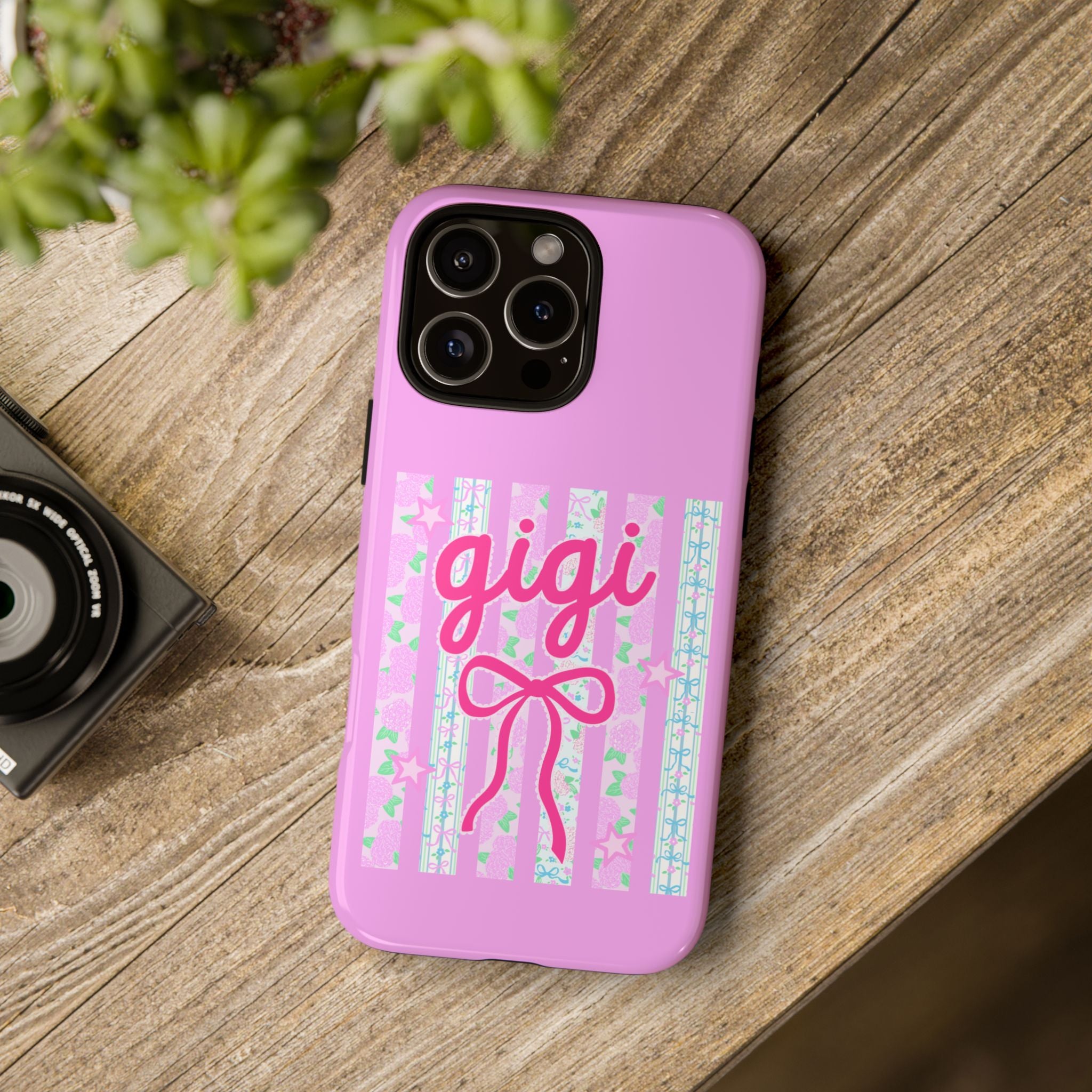 Gigi Pink Floral Bow Tough Phone Case