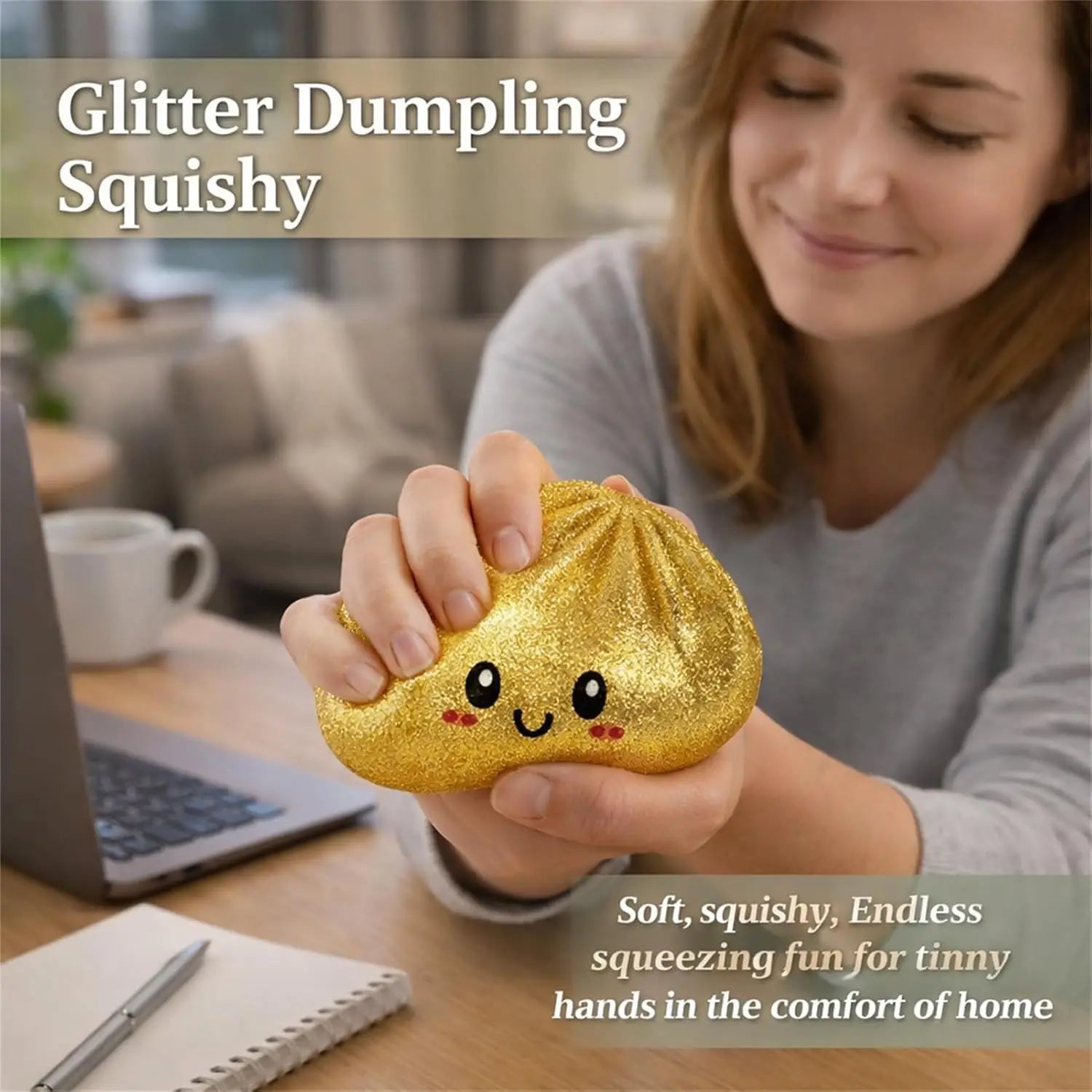 Glitter Dumpling Glitter Dumpling Squishy with Box Dumplings Sensory Squeeze Toy for Stress Relief
