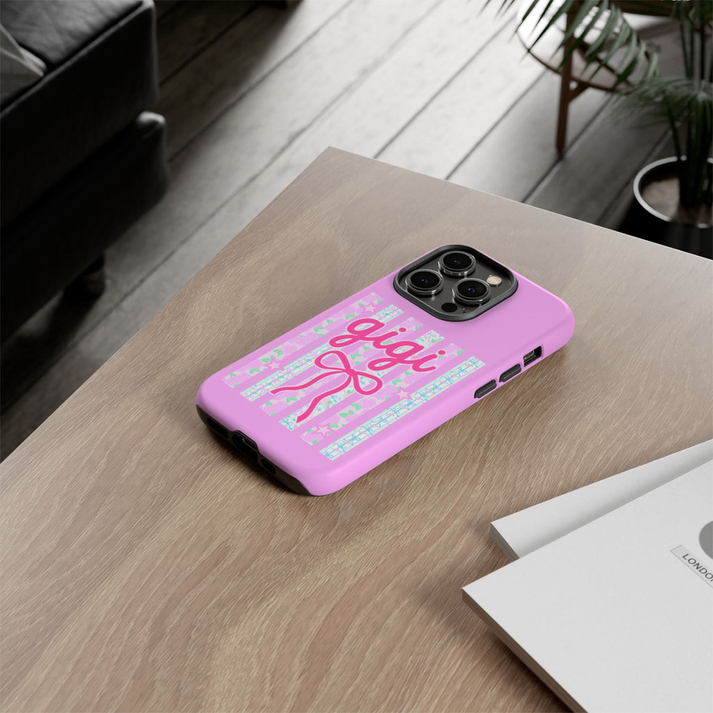 Gigi Pink Floral Bow Tough Phone Case