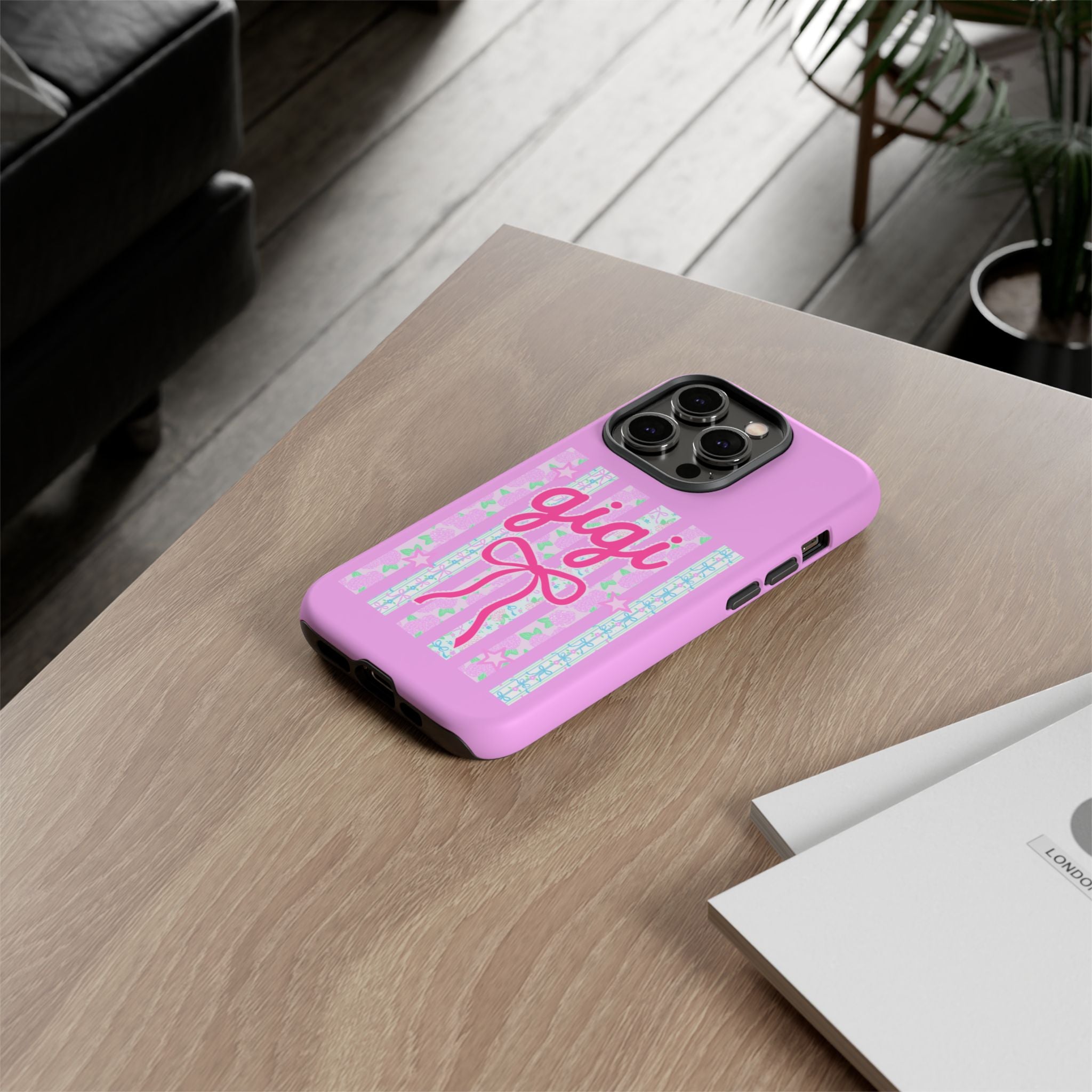 Gigi Pink Floral Bow Tough Phone Case