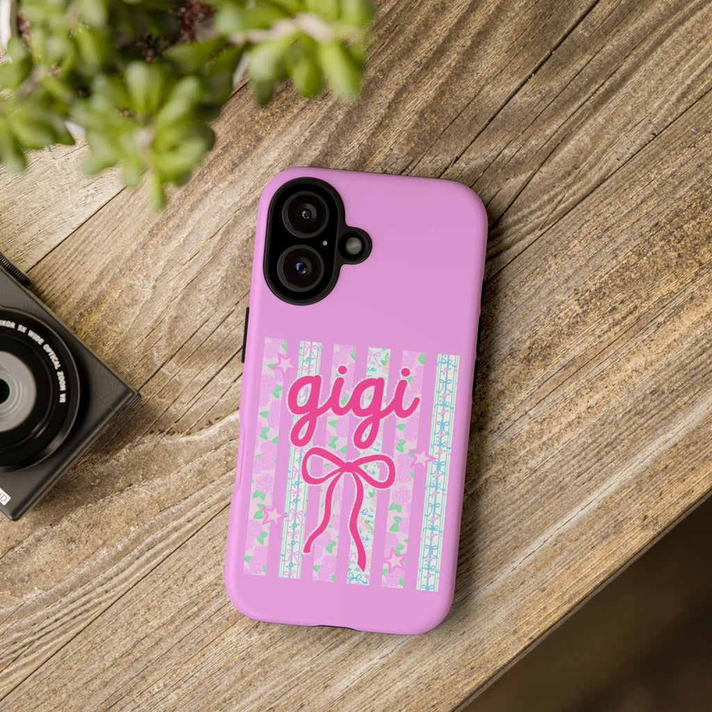 Gigi Pink Floral Bow Tough Phone Case