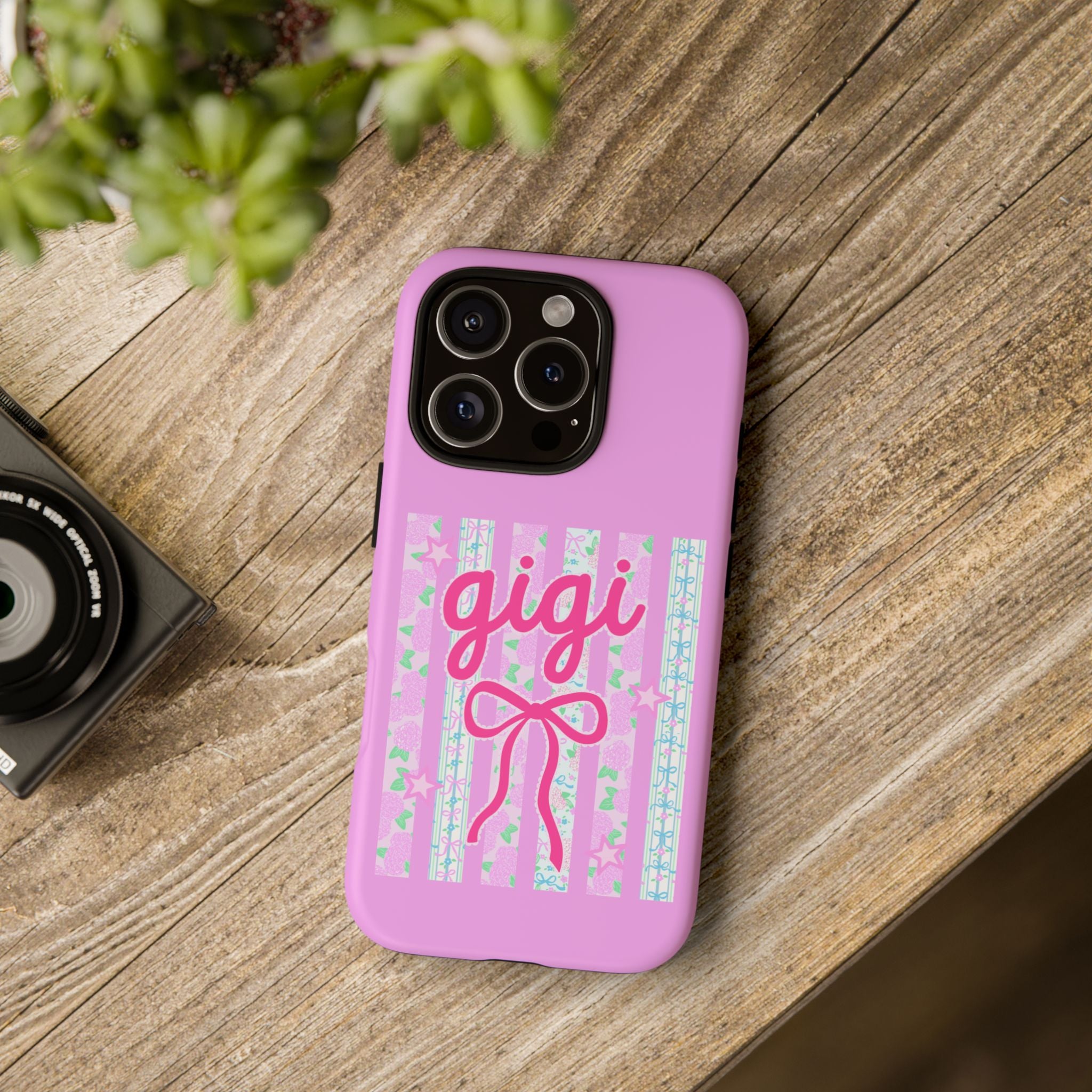 Gigi Pink Floral Bow Tough Phone Case