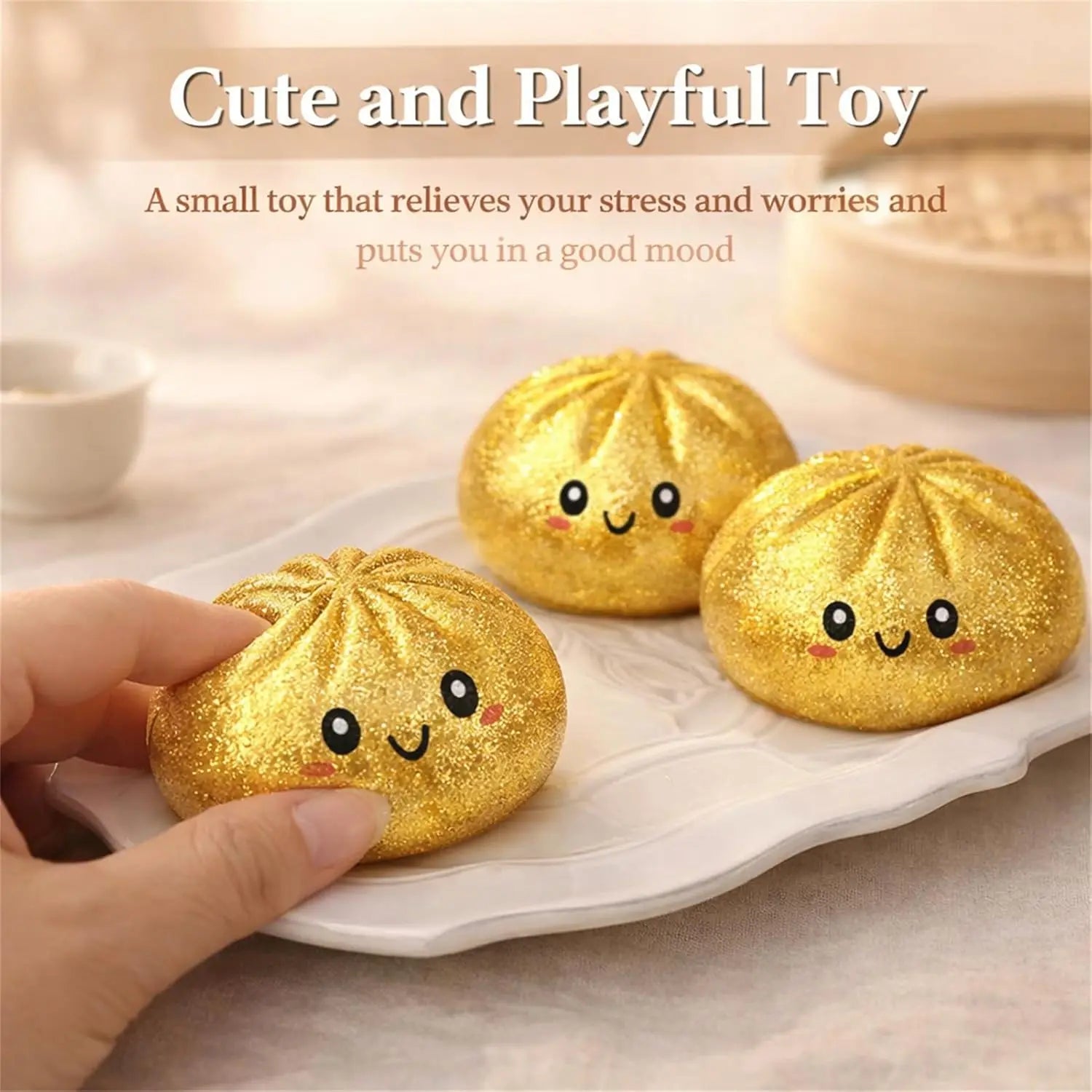 Glitter Dumpling Glitter Dumpling Squishy with Box Dumplings Sensory Squeeze Toy for Stress Relief