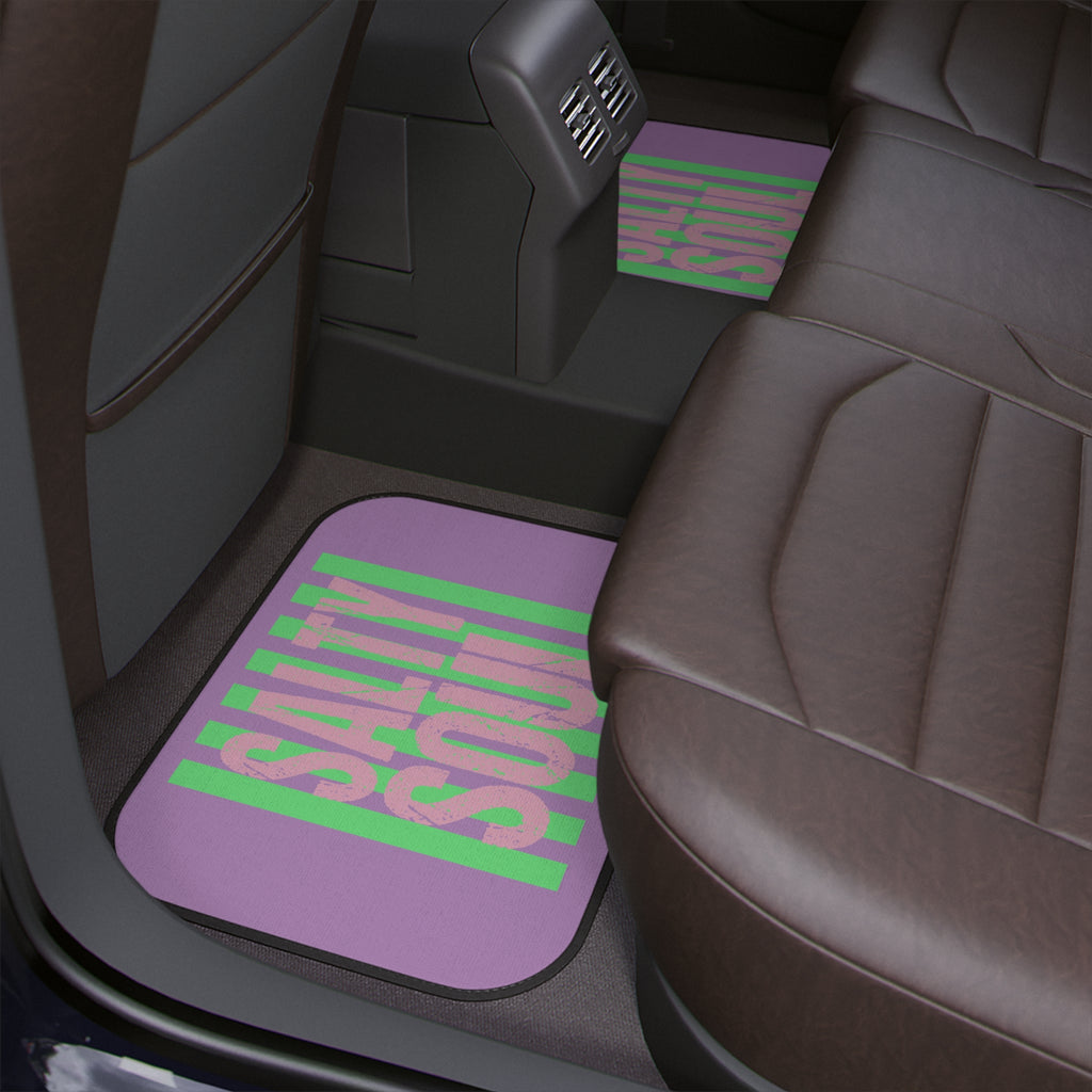 Salty Soul car floor mat | purple green striped graphic