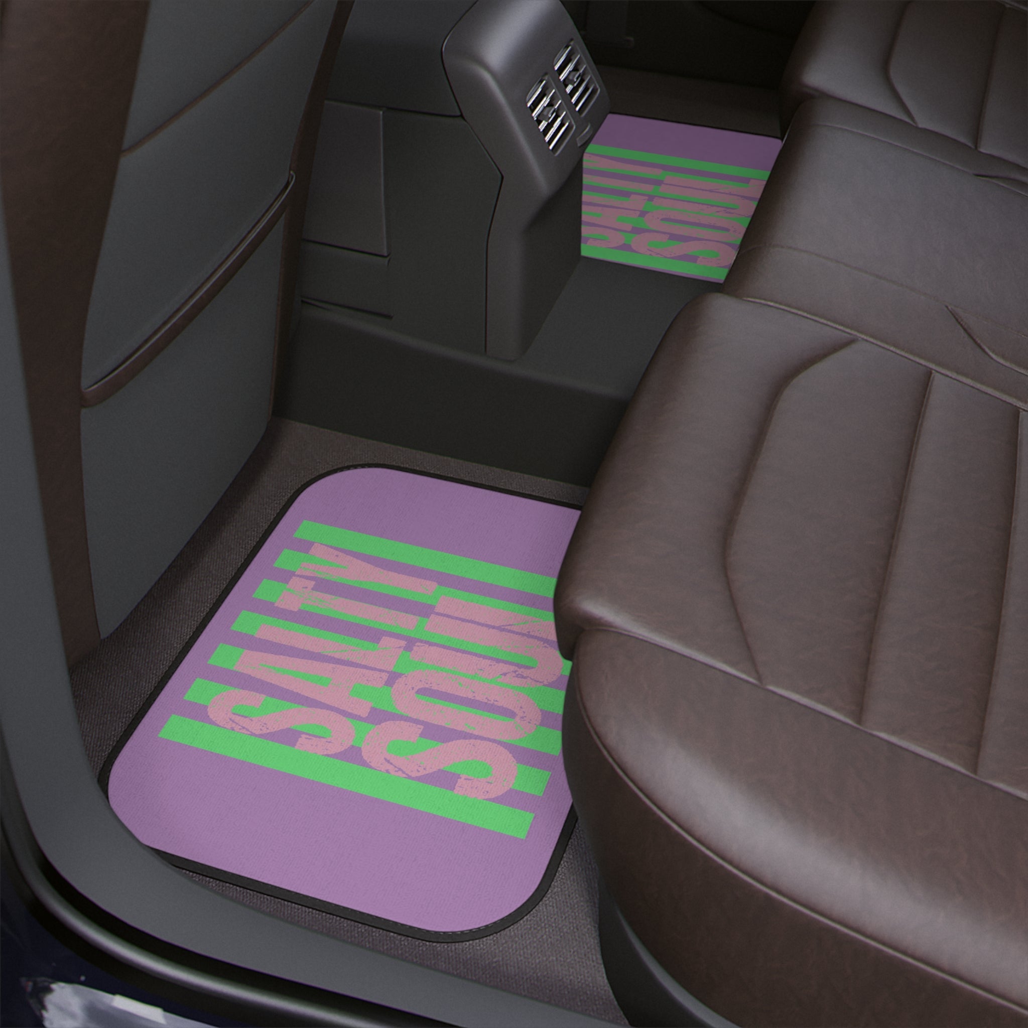 Salty Soul car floor mat | purple green striped graphic