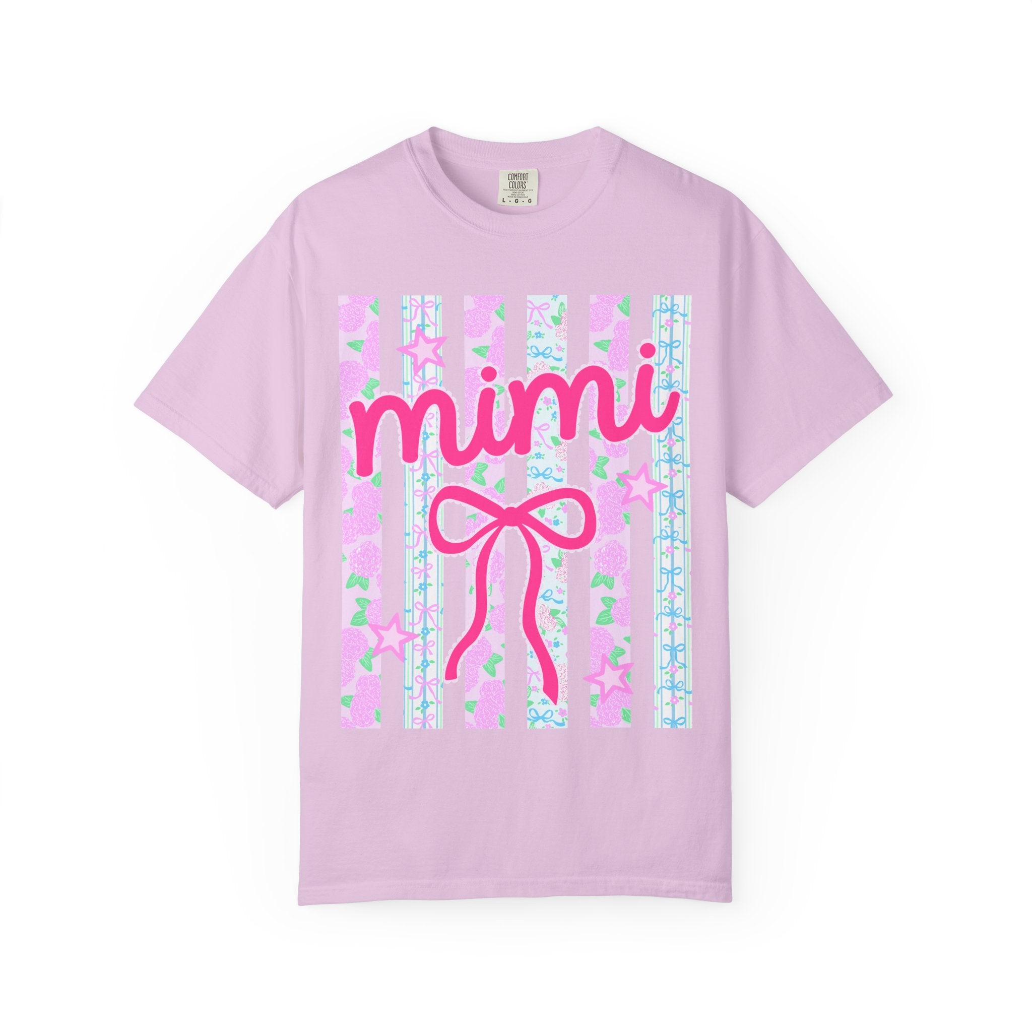 Mimi Pink Bow T-Shirt — Cute Pastel Stars & Stripes Graphic Tee