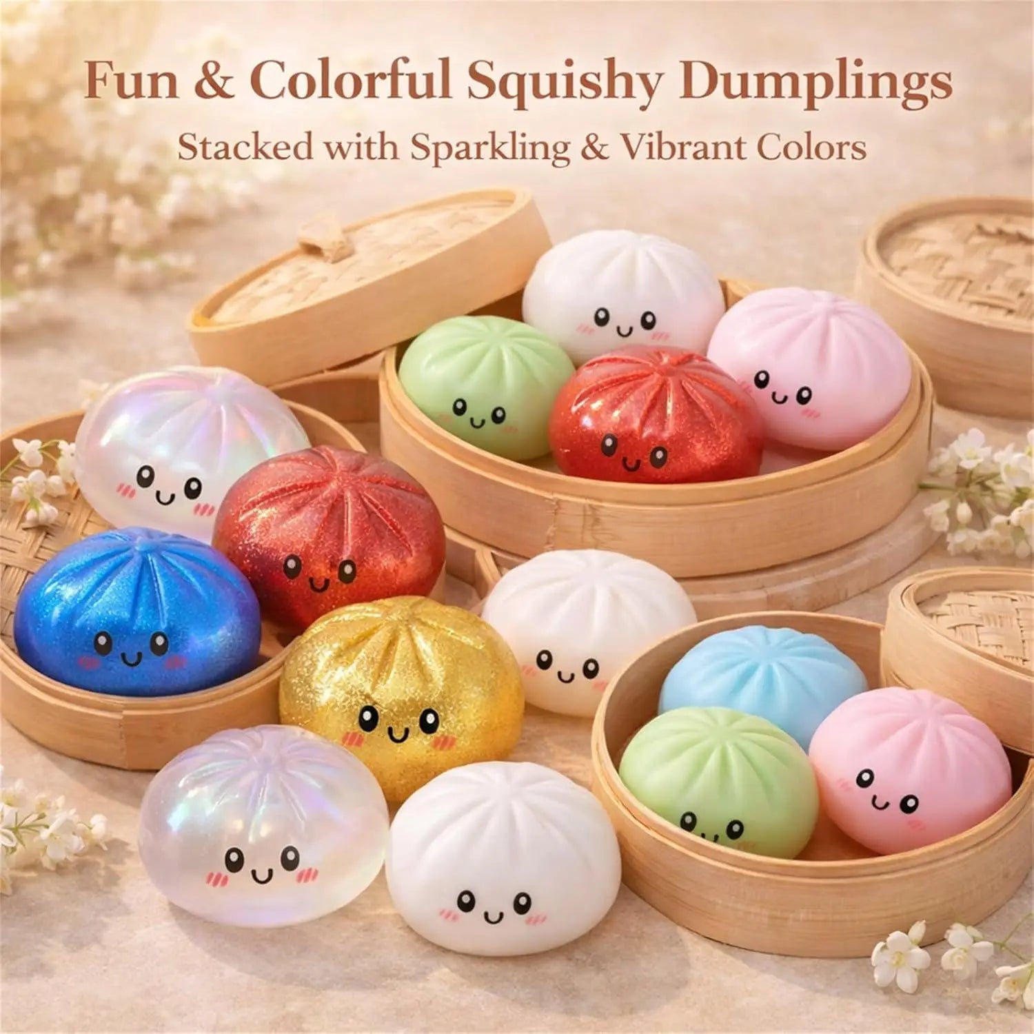 Glitter Dumpling Glitter Dumpling Squishy with Box Dumplings Sensory Squeeze Toy for Stress Relief